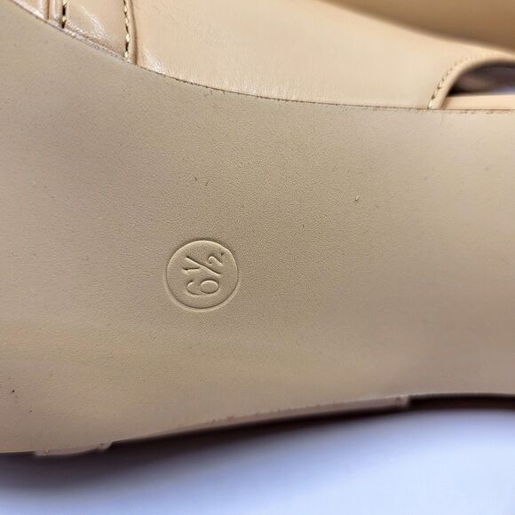 Womens Pumps Size 6.5 Tan Kitten Heels Pointed Toes Stiletto Sling Back Wedding - Picture 6 of 9